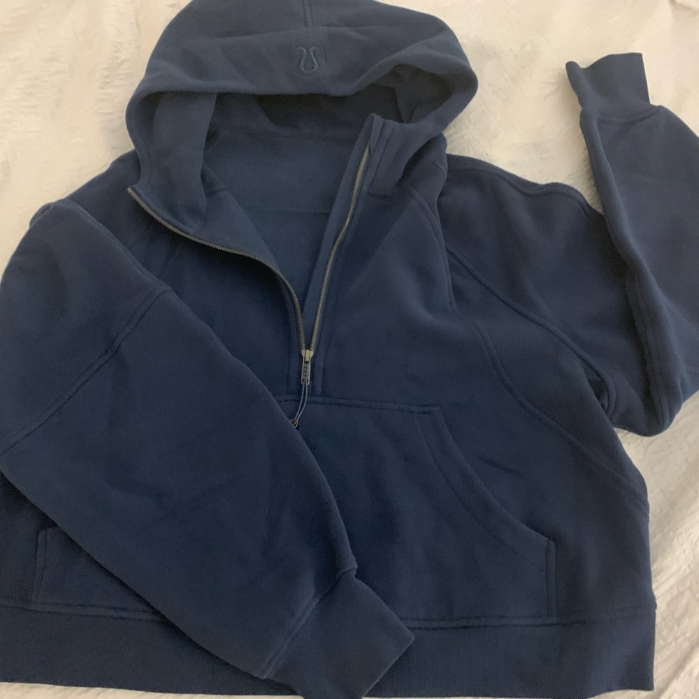 Lululemon oversized scuba half zip hoodie in mineral blue